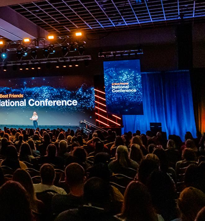 Large audience and the stage for the Best Friends National Conference