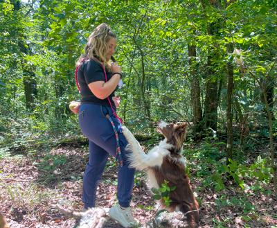 Dani working with another dog named Jillie