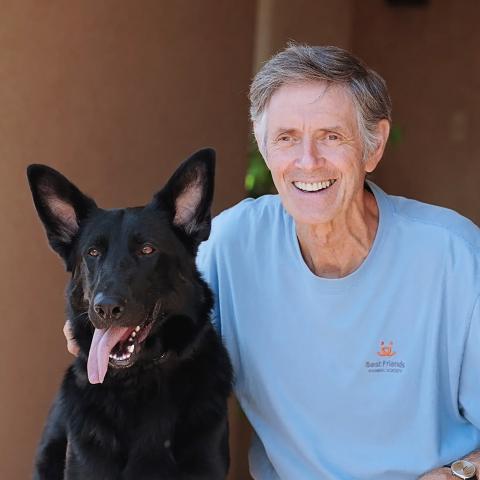 Gregory Castle with large black dog