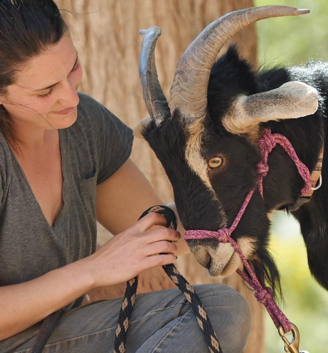 woman with goat