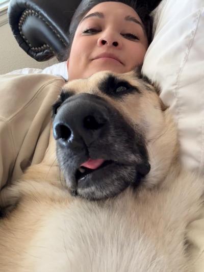 Rydell cuddling with Daphne