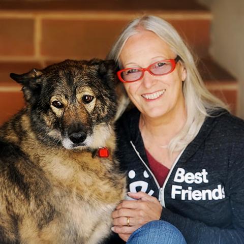 Silva Battista with large brown dog