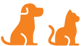 Silhouette outline of dog and cat sitting